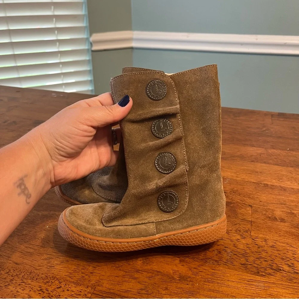 Livie and Luca brown suede tiempo Boots with Button Accents size 11 - Picture 4 of 6